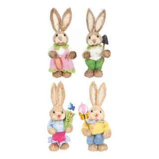- 4x Conejo De Pascua De Paja Decoración Estatuas De - 4x Conejo De Pascua De Paja Decoración Estatuas De