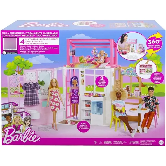Casa De Barbie Totalmente Amoblada Con 4 Áreas De Juego