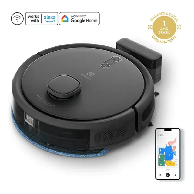 Robô Aspirador Electrolux Wi-fi Até 1h40 Mapeamento Erb60 Preto 127/220v