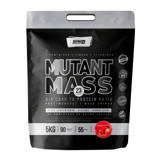 Suplemento en polvo Star Nutrition Mutant Mass proteínas sabor Frutilla en sachet de 5kg