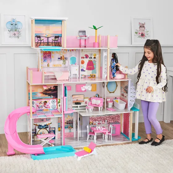 Mega Casa De Muñecas 4 Pisos C Luz Y Sonido + Accesorios