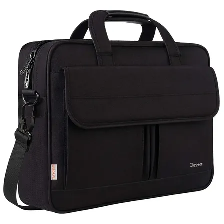 Maletín para Notebook 15.6 Taygeer Impermeable con Correa Ajustable, Portafolio Ligero y Resistente para Hombre y Mujer Negro