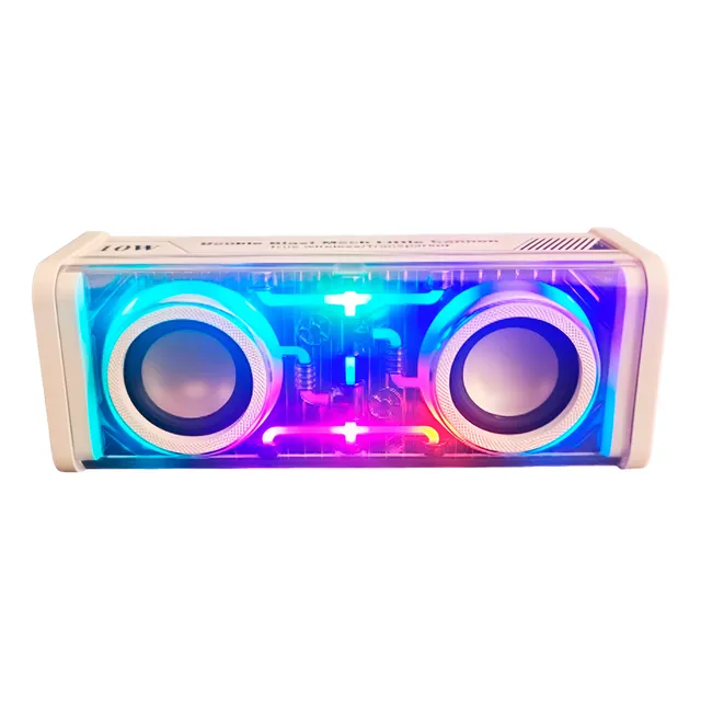 Parlante Mini Transparente Rgb Portatil Bluetooth Audio Usb Color Blanco