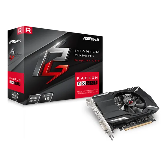 Placa De Vídeo Rx550 Phantom Gaming Asrock 4gb Gddr5 128bits