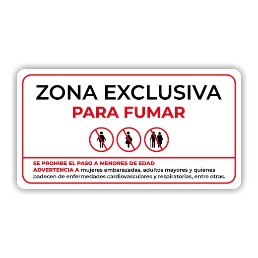 Señalamiento Cofepris Zona Exclusiva Para Fumar 36.3x21