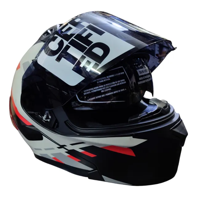 Casco Moto Integral Modular Abatible Doble Visor Talla L