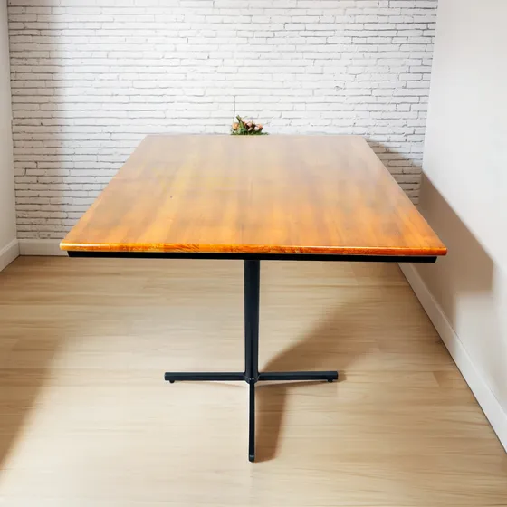 Mesa Design Industrial Tampo Em Madeira 70x70cm