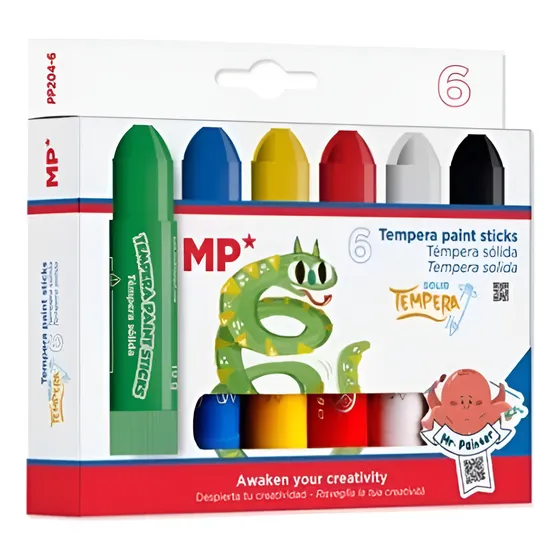 Crayones Témpera Sólida Retráctil X6 Main Paper Piki.uy