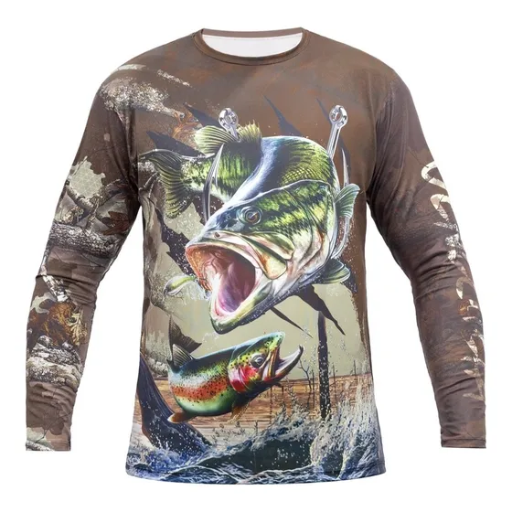Jersey Pesca Manga Larga Sublimado Tela Fría