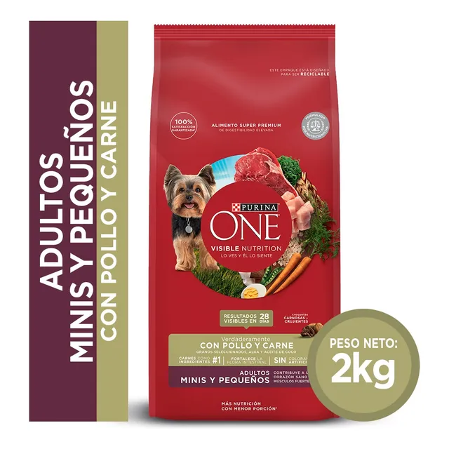 Alimento Perro Purina One Minis Y Pequeños Pollo Y Carne 2kg