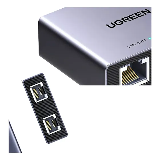 Tv Box Splitter Rj45 1000mbps (1 A 2) Ethernet Ugreen Gamer | Cuotas sin interés