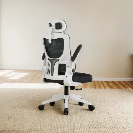 Silla De Ofi Escritorio Ejec Color Blanco - Negro Gamer 6168 Blanca Y Negro