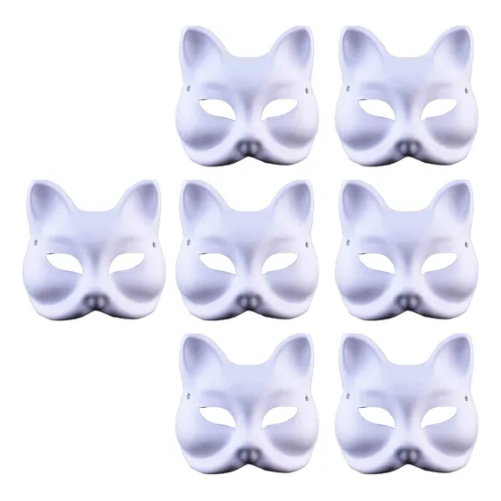 Máscara Therian Awleynz Con Forma Gato Blanco Para Pintar X7
