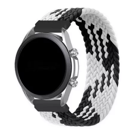 Pulseira 22mm Nylon Trançada Infinito Para Amazfit Gtr 47mm Cor Preto/Branco [Tam. M] (Pulso 185 até 195mm)