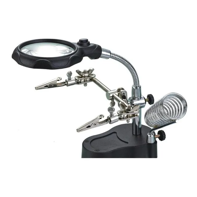 Lupa Con Base Para Cautin Pinzas Y Luz Led