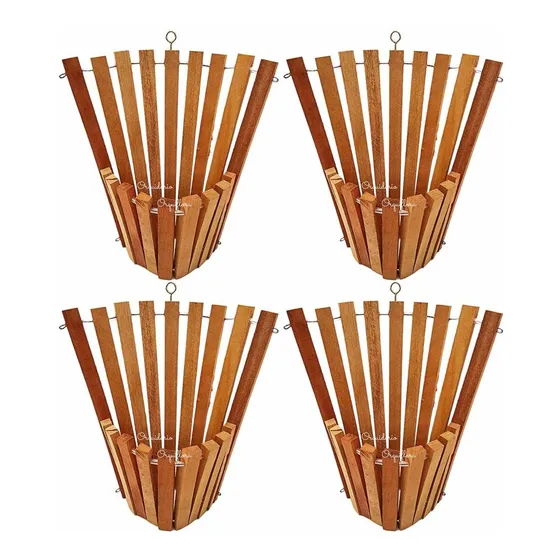 Kit 4 Cachepô De Madeira Cônico Tamanho G Para Plantas