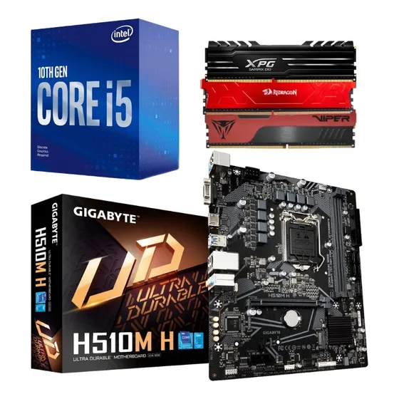 Kit Upgrade Intel 10ª I5 10400 + H510m-h + 16gb 3200mhz Cor Preto