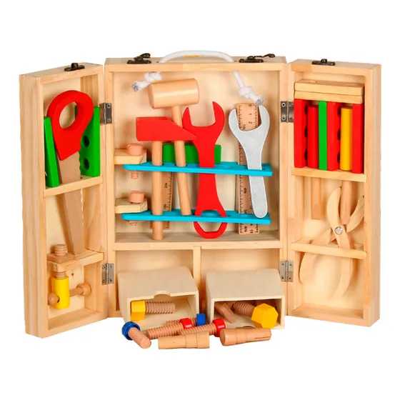 Valija De Madera C/ Herramientas Juguete Niños 33pc El Rey