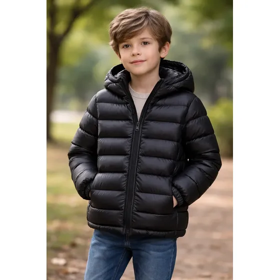 Parka Térmica Impermeable Niño Niña Chaqueta Engomada Color Negro Oferta
