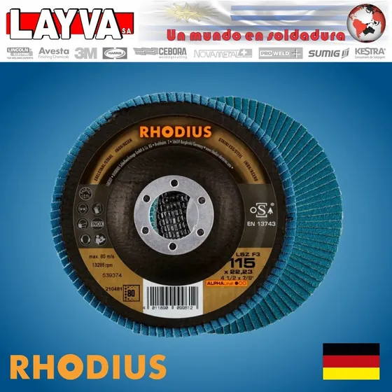 791136 Disco Flap 115mm/4,5pulgadas Grano 80 Rhodius Layva