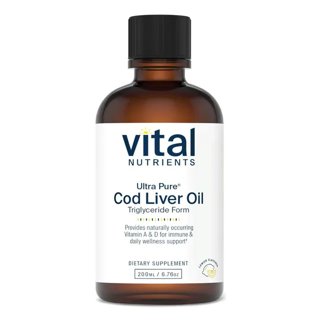 Aceite De Hígado De Bacalao Ultrapuro Vital Nutrients 200 Ml Limón