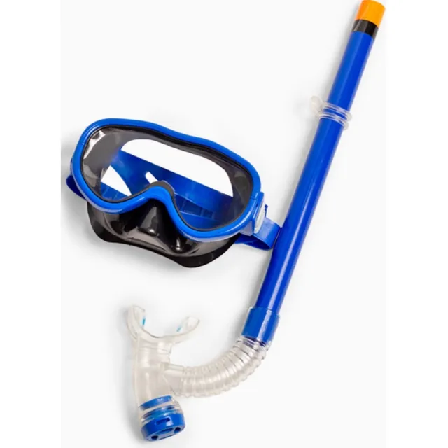 Careta Con Snorkel Regent Azul Negro Niño Vidrio Plástico