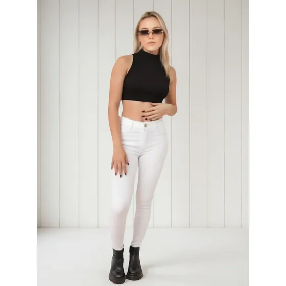 Jean Blanco Elastizado De Mujer Brish Jeans