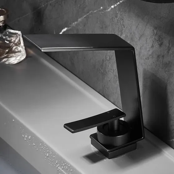 Grifo Baño Cascada Lavabo Laton Negro Creativo Mezclador