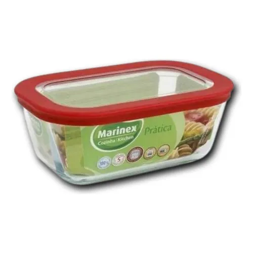 Marmita De Vidro 750ml Com Tampa De Silicone Marinex Cor Transparente