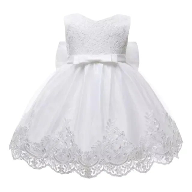 Vestido Blanco De Bautizo Con Encaje Para Bebés Niñas