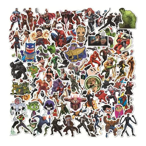 Super Heroes Marvel Dc 50 Calcomanias Stickers Pvc Spiderman