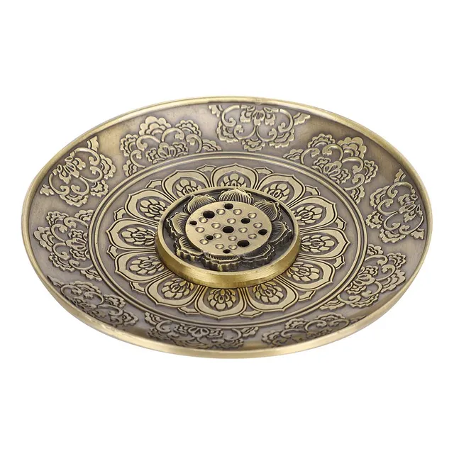 Soporte Para Placa Incienso Quemador Flor Bronce Decoracion