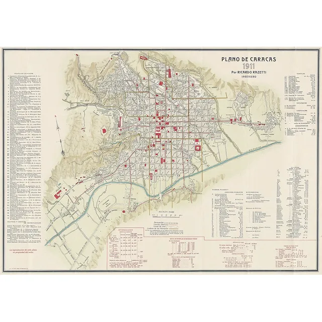 Plano De Caracas De Ricardo Razetti Año 1911 Tamaño Mediano