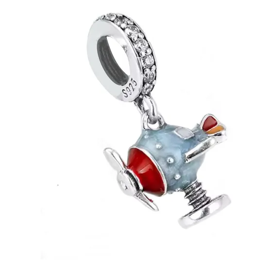 Charm 100% Plata Ley S925 Dije Avioncito Juguete Niño Bebé Plata