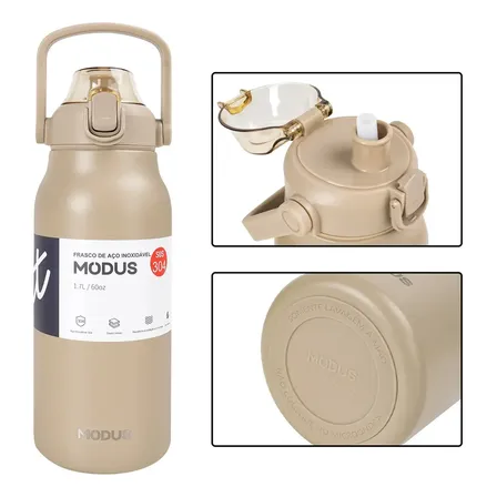 Modus Garrafa Térmica 1700ml Bege Aço Inox 304 À Prova De Vazamento Marrom-claro
