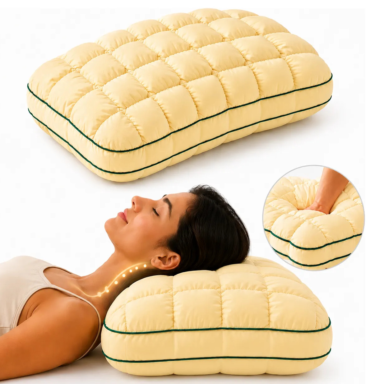 Travesseiro Cervical Ortopedico Relax Coluna 70x50cm Macio Amarelo