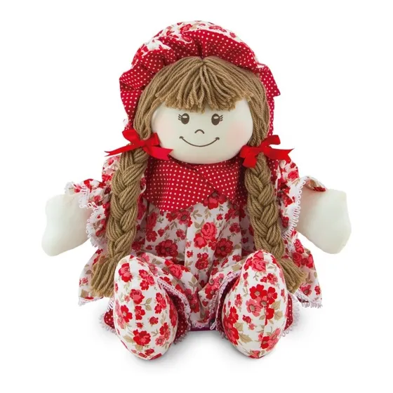 Boneca De Pano 60cm Infantil - Decoração Cor Vermelho