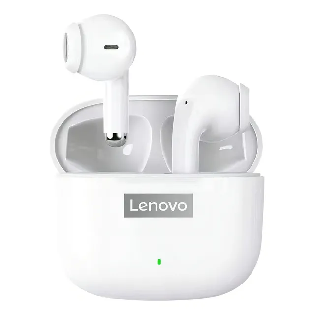 Auriculares in-ear gamer inalámbricos Lenovo LP40 Pro blanco con luz LED