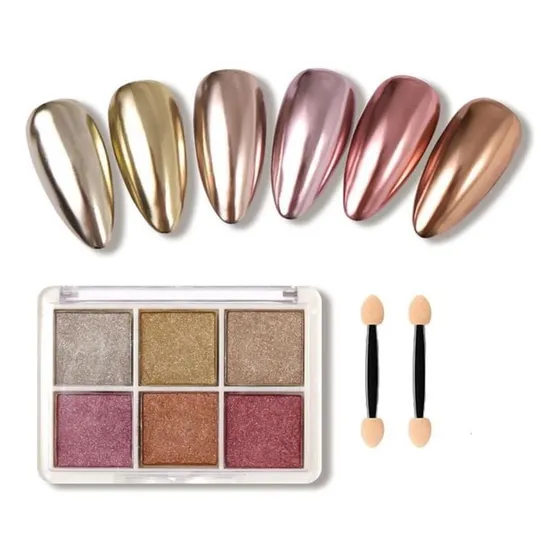 Polvo Espejo Mágico Sólido De 6 Colores Para Uñas City Girl Color Surtido