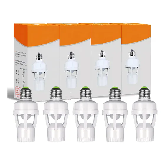 Porta Lámpara GITIFO Sensor-De Movimiento 360 Grados Infrarrojo E27 Socket Con Interruptor De Retardo De Luz De Inducción Ajustable 110-240v Color Blanco