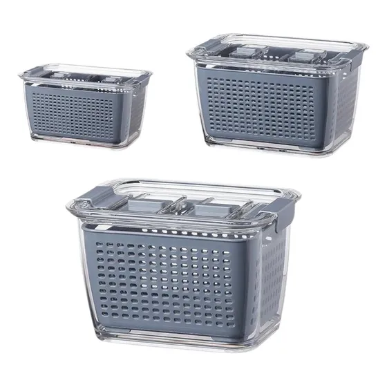 Recipiente Hermético Escurridor Organizador Nevera Kit X3