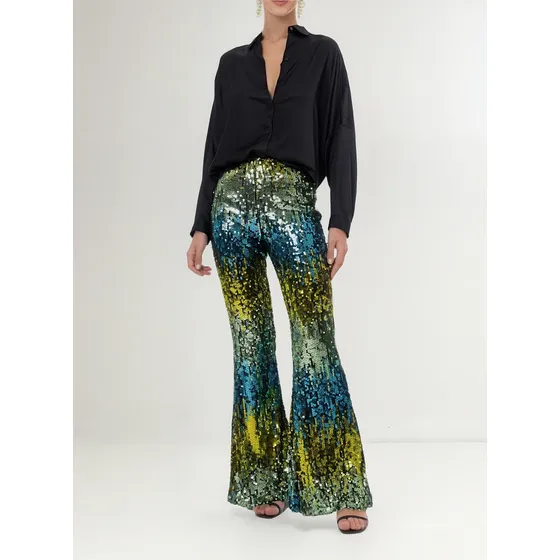 Pantalones Con Lentejuelas Para Mujer Talle S Y M Fiesta