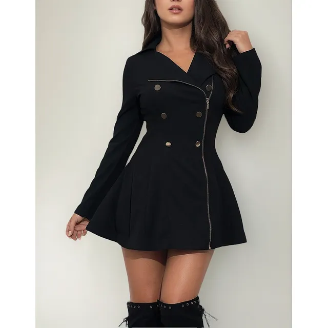 L Vestido Tipo Sacó De Doble Botonadura Moda Militar Estilo
