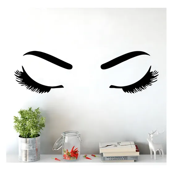 Adesivo Decorativo De Parede Manicure Sobrancelhas Cílios Cor Preto
