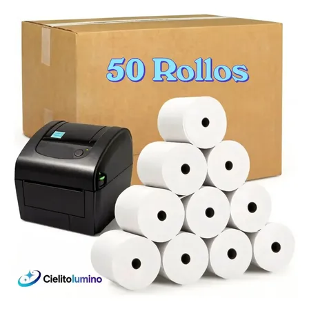 Pack De 50 Rollos De Papel Térmico Cielitolumino De 80x70 Mm, 70 G, Para Impresora Blanco