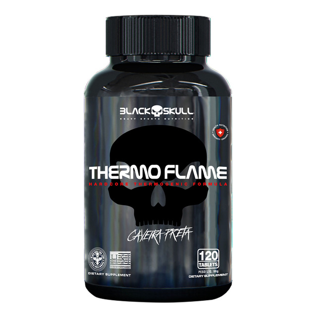 Termogênico Em Cápsula Black Skull Thermoflame Em Pote De 96g 120 Caps Sem Sabor Termogênico Em Cápsula Black Skull Thermoflame Em Pote De 96g 120 Caps Sem Sabor