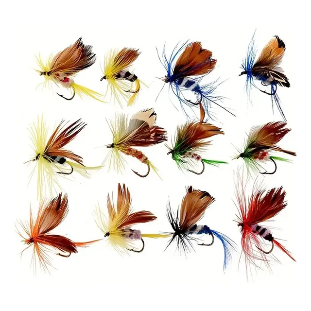 Set 12 Señuelos Tipo Mosca Anzuelos Insectos Accesorio Pesca