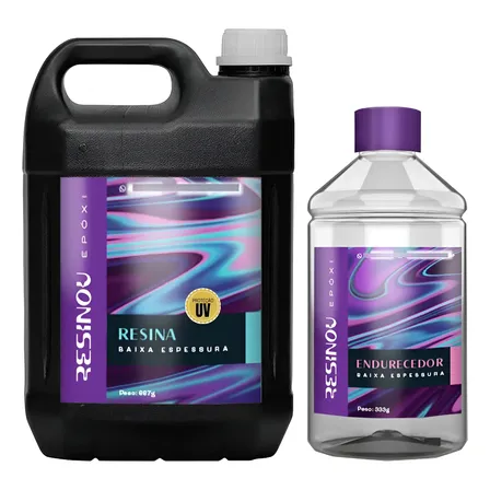 Kit Resina Epoxi Transparente Cristal Para Mesa Madeira 3 Kg Com Proteção Uv