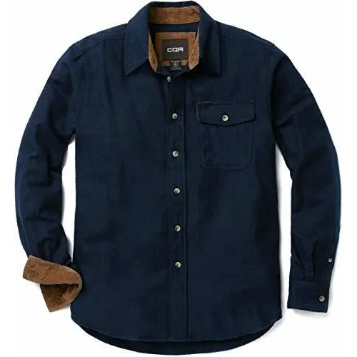 Cqr Hombre Camisa De Franela De Algodón, Botón Casual 5jvcf