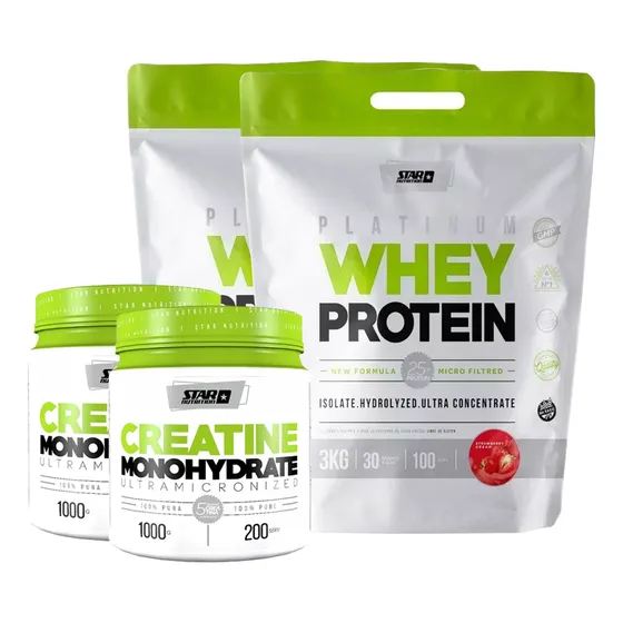 Star Nutrition Whey Protein 2 Un X3kg + Creatina 2 Un X1kg